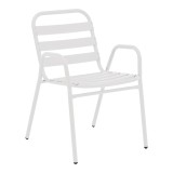 Fotel Sussie pakoworld metal i bardhë i grumbullueshëm me shufra alumini 45x62x76cm