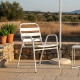 Fotel Sussie pakoworld metal i bardhë i grumbullueshëm me shufra alumini 45x62x76cm
