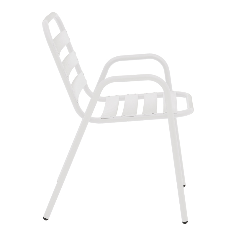 Fotel Sussie pakoworld metal i bardhë i grumbullueshëm me shufra alumini 45x62x76cm