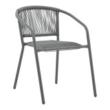 Fotel Lindaria pakoworld i palosshëm metal-rattan pe në ngjyrë gri të errët 54x63x74cm