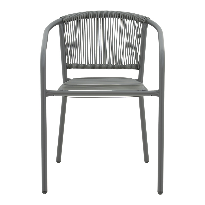 Fotel Lindaria pakoworld i palosshëm metal-rattan pe në ngjyrë gri të errët 54x63x74cm
