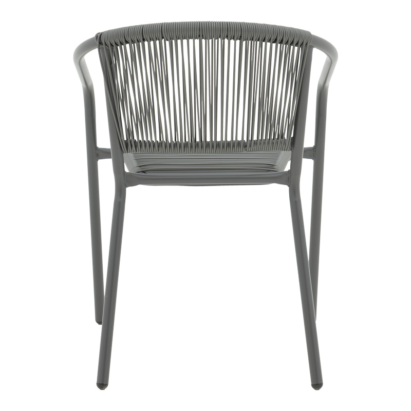 Fotel Lindaria pakoworld i palosshëm metal-rattan pe në ngjyrë gri të errët 54x63x74cm