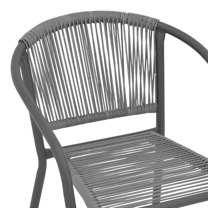 Fotel Lindaria pakoworld i palosshëm metal-rattan pe në ngjyrë gri të errët 54x63x74cm