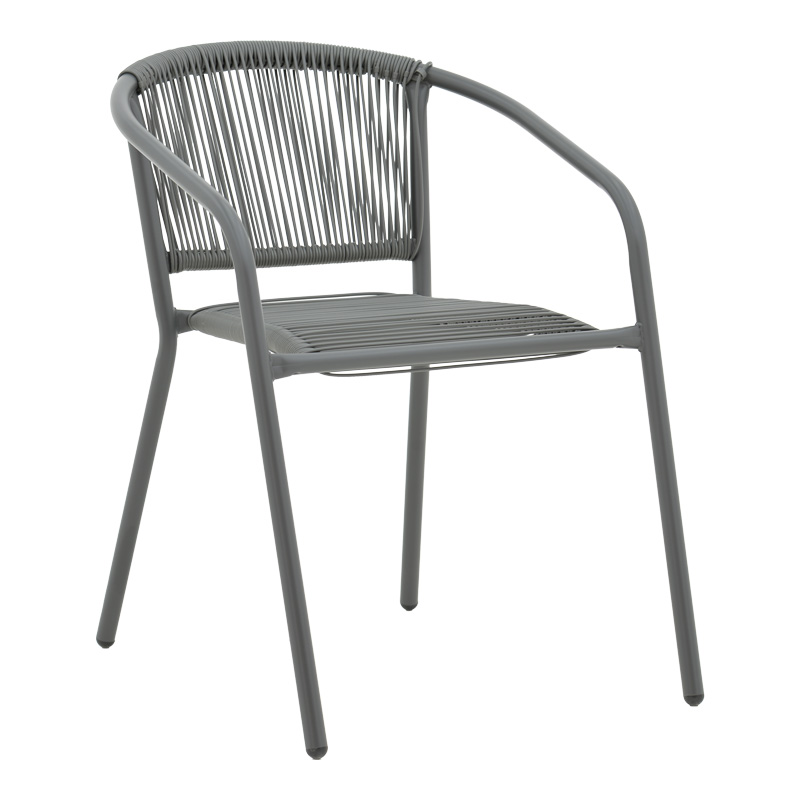 Fotel Lindaria pakoworld i palosshëm metal-rattan pe në ngjyrë gri të errët 54x63x74cm