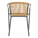 Lindaria pakoworld fotel metalik i grumbullueshëm në ngjyrë gri të errët dhe pe rattan në ngjyrë natyrale 54x63x74cm