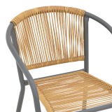 Lindaria pakoworld fotel metalik i grumbullueshëm në ngjyrë gri të errët dhe pe rattan në ngjyrë natyrale 54x63x74cm