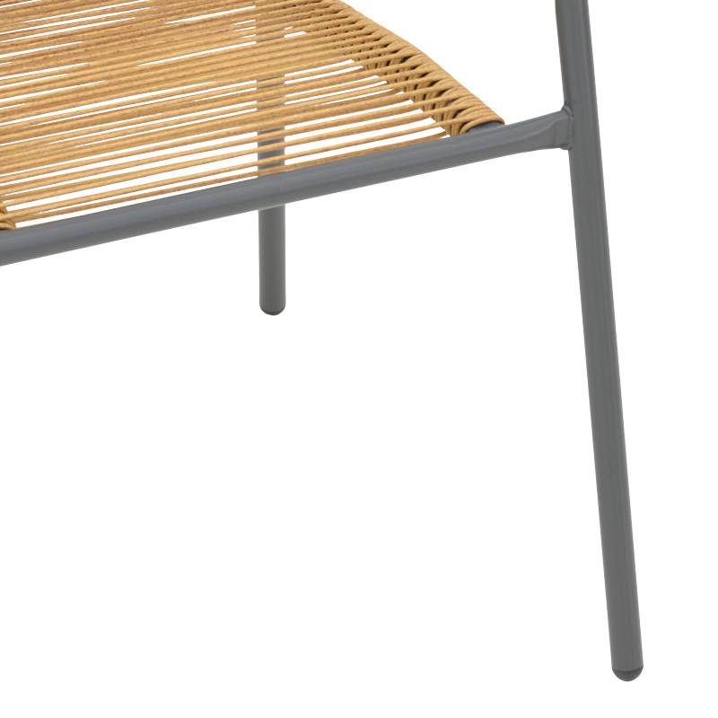 Lindaria pakoworld fotel metalik i grumbullueshëm në ngjyrë gri të errët dhe pe rattan në ngjyrë natyrale 54x63x74cm