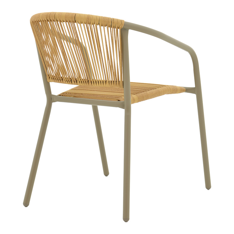Lindaria pakoworld fotel metalik i grumbullueshëm në ngjyrë shampanjë dhe pe rattan në ngjyrë natyrale 54x63x74cm