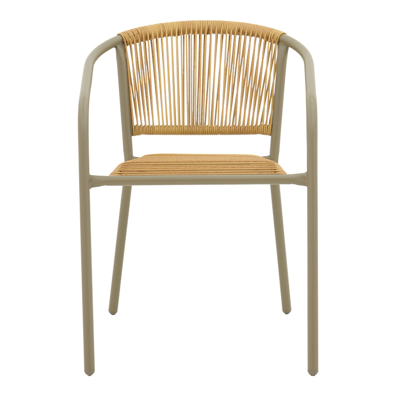 Lindaria pakoworld fotel metalik i grumbullueshëm në ngjyrë shampanjë dhe pe rattan në ngjyrë natyrale 54x63x74cm
