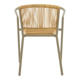 Lindaria pakoworld fotel metalik i grumbullueshëm në ngjyrë shampanjë dhe pe rattan në ngjyrë natyrale 54x63x74cm