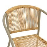 Lindaria pakoworld fotel metalik i grumbullueshëm në ngjyrë shampanjë dhe pe rattan në ngjyrë natyrale 54x63x74cm