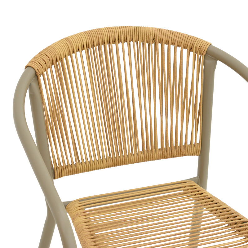 Lindaria pakoworld fotel metalik i grumbullueshëm në ngjyrë shampanjë dhe pe rattan në ngjyrë natyrale 54x63x74cm
