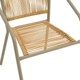 Lindaria pakoworld fotel metalik i grumbullueshëm në ngjyrë shampanjë dhe pe rattan në ngjyrë natyrale 54x63x74cm