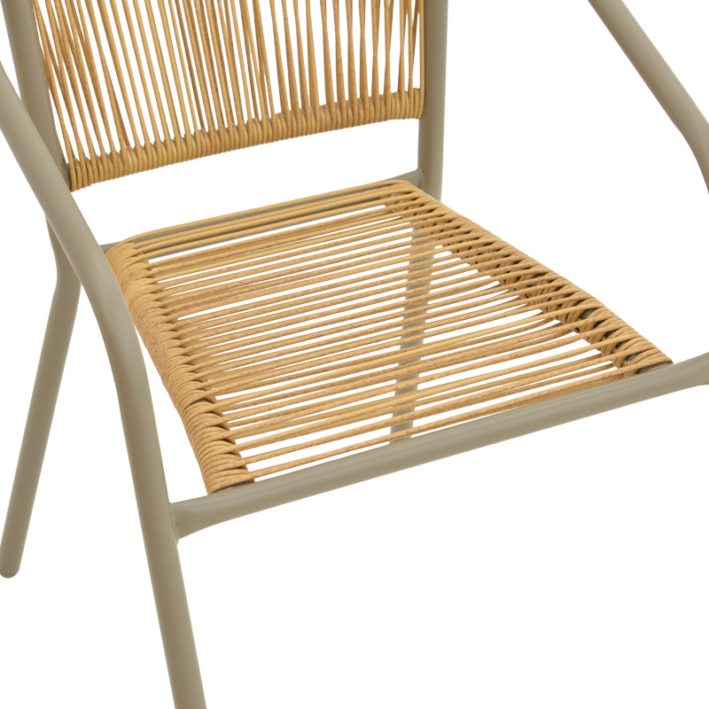 Lindaria pakoworld fotel metalik i grumbullueshëm në ngjyrë shampanjë dhe pe rattan në ngjyrë natyrale 54x63x74cm