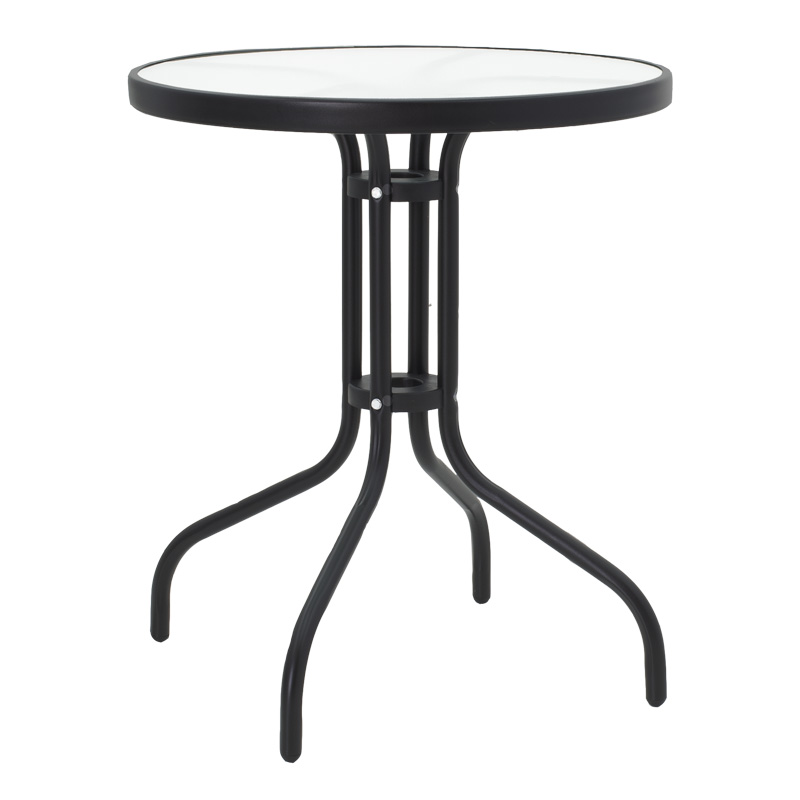 Set tavoline ngrënieje Watson-Sussie pakoworld me 3 pjesë metal-xham i zi D60x70cm