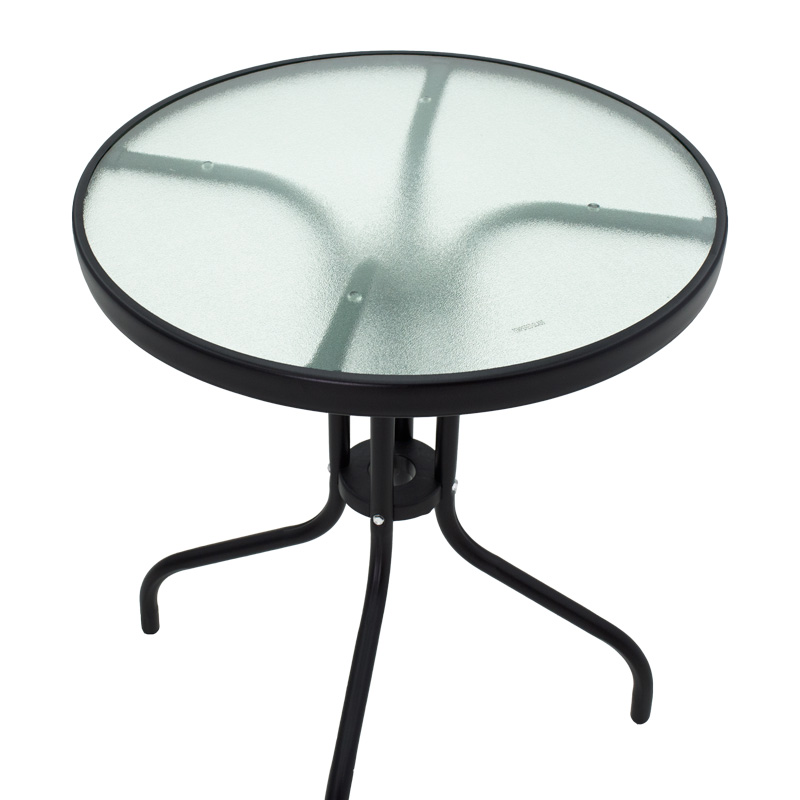 Set tavoline ngrënieje Watson-Sussie pakoworld me 3 pjesë metal-xham i zi D60x70cm