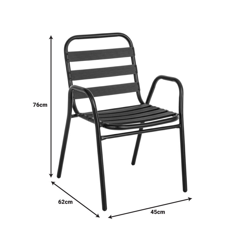 Set tavoline ngrënieje Watson-Sussie pakoworld me 3 pjesë metal-xham i zi D60x70cm
