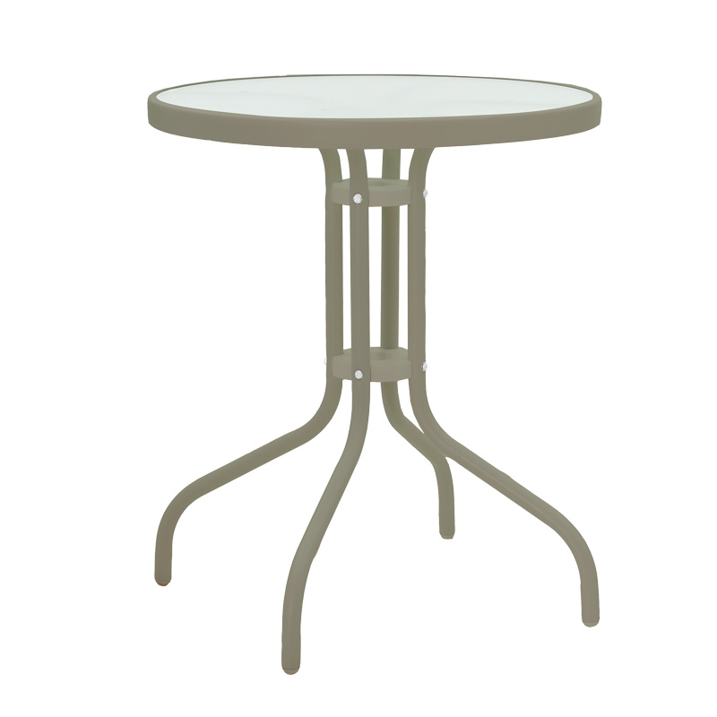 Set tavoline ngrënie Watson-Tade pakoworld me 3 copë shampanjë-xham metal D60x70cm