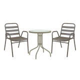 Set tavoline ngrënieje Watson-Sussie pakoworld me 3 copë metal shampanjë-xham D60x70cm