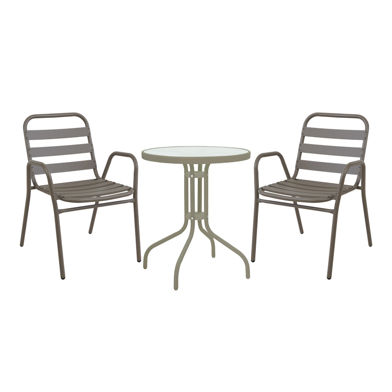 Set tavoline ngrënieje Watson-Sussie pakoworld me 3 copë metal shampanjë-xham D60x70cm