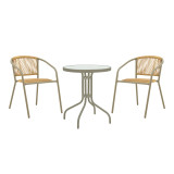 Set tavoline ngrënieje Watson-Lindaria pakoworld prej 3 copash shampanjë-xham metal D60x70cm