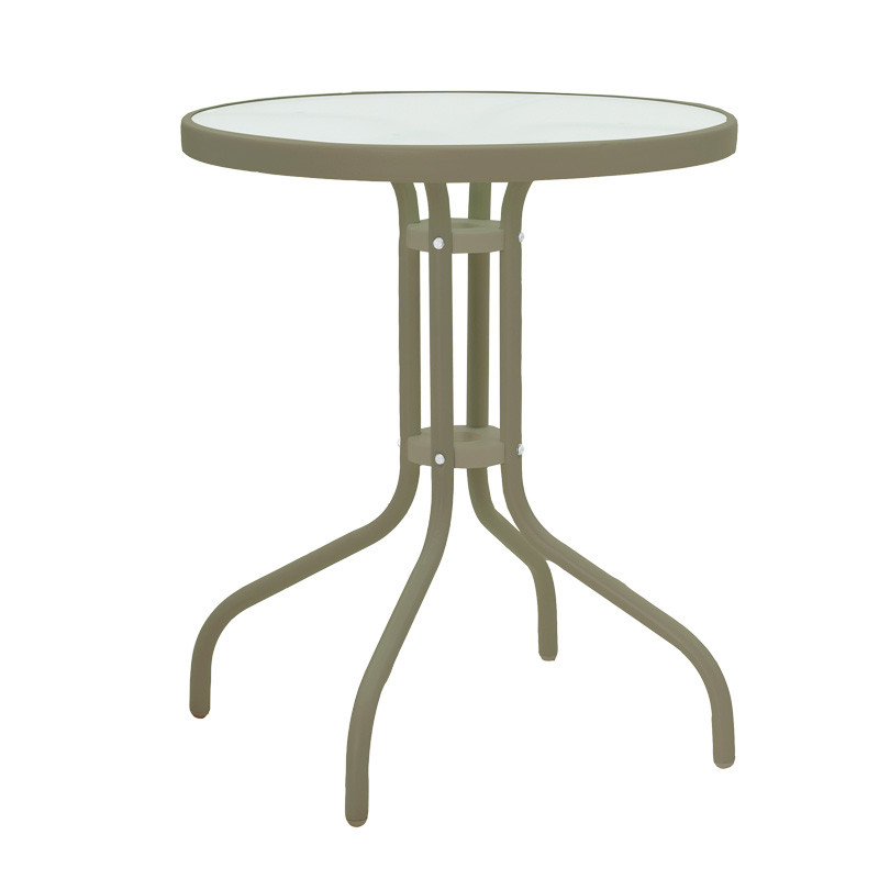 Set tavoline ngrënieje Watson-Lindaria pakoworld prej 3 copash shampanjë-xham metal D60x70cm