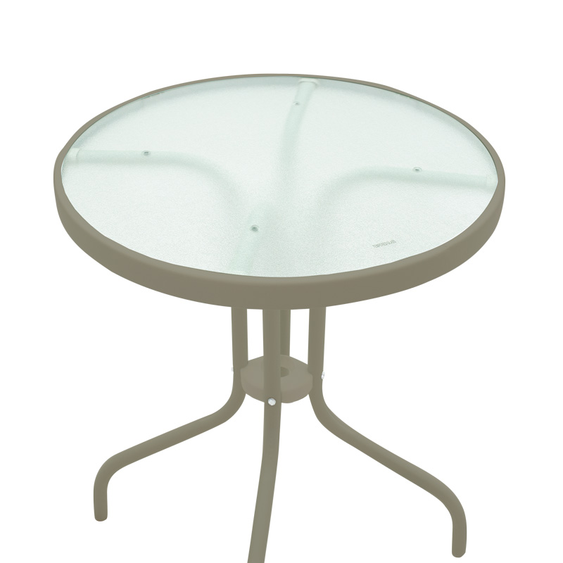 Set tavoline ngrënieje Watson-Lindaria pakoworld prej 3 copash shampanjë-xham metal D60x70cm