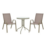 Set tavoline ngrënie Calan-Watson pakoworld me 3 pjesë shampanjë-xham metal D60x70cm