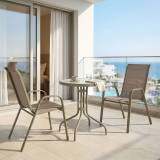 Set tavoline ngrënie Calan-Watson pakoworld me 3 pjesë shampanjë-xham metal D60x70cm