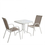 Tavolinë ngrënieje Watson-Calan pakoworld metal-xham i bardhë 70x70x70cm