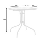 Tavolinë ngrënieje Watson-Calan pakoworld metal-xham i bardhë 70x70x70cm