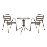 Tavolinë ngrënieje Watson-Sussie pakoworld, metal kafe dhe xham, Φ60x70cm
