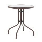 Tavolinë ngrënieje Watson-Sussie pakoworld, metal kafe dhe xham, Φ60x70cm