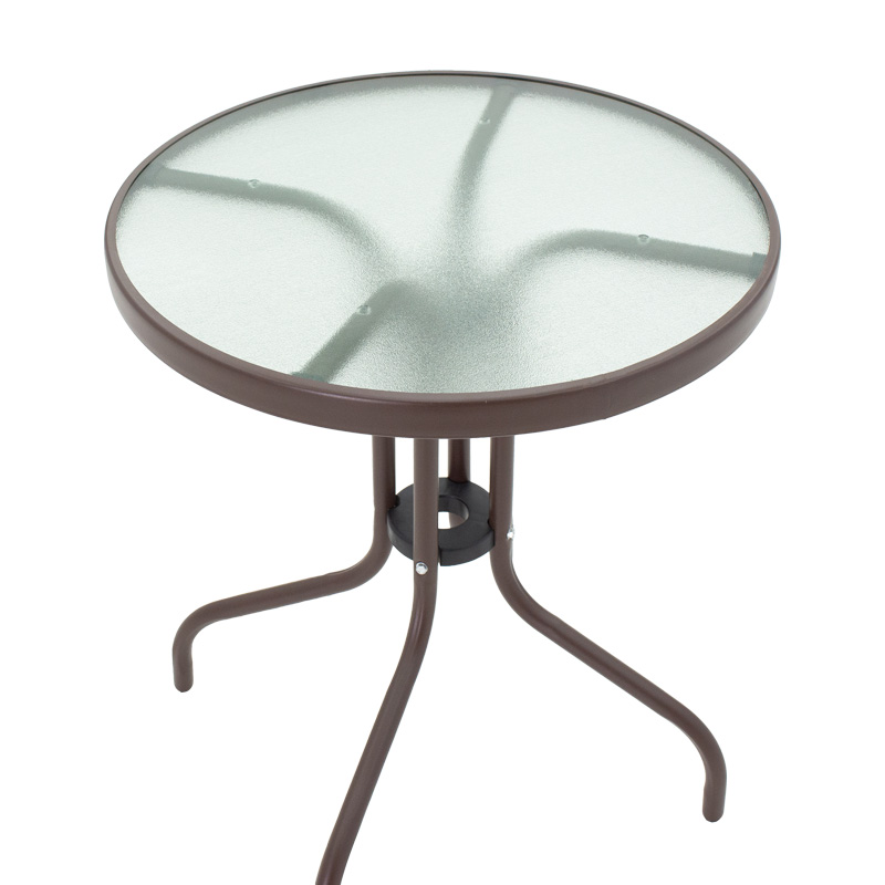 Tavolinë ngrënieje Watson-Sussie pakoworld, metal kafe dhe xham, Φ60x70cm