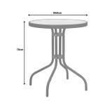 Tavolinë ngrënieje Watson-Sussie pakoworld, metal kafe dhe xham, Φ60x70cm