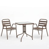 Tavolinë ngrënieje Watson-Sussie pakoworld metal kafe-xham 70x70x70cm