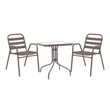 Tavolinë ngrënieje Watson-Sussie pakoworld metal kafe-xham 60x60x70cm