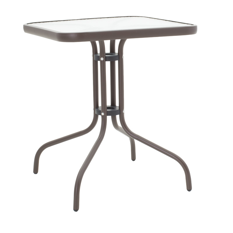 Tavolinë ngrënieje Watson-Sussie pakoworld metal kafe-xham 60x60x70cm