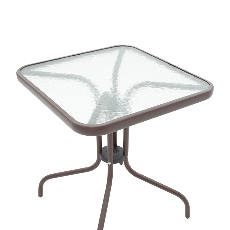 Tavolinë ngrënieje Watson-Sussie pakoworld metal kafe-xham 60x60x70cm