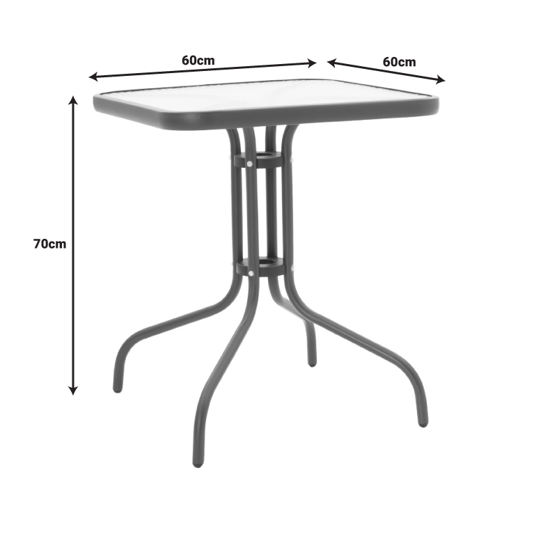 Tavolinë ngrënieje Watson-Sussie pakoworld metal kafe-xham 60x60x70cm
