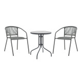 Set tavoline ngrënieje Watson-Lindaria pakoworld prej 3 copash metal antracit-xham Φ60x70cm