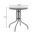 Set tavoline ngrënieje Watson-Lindaria pakoworld prej 3 copash metal antracit-xham Φ60x70cm