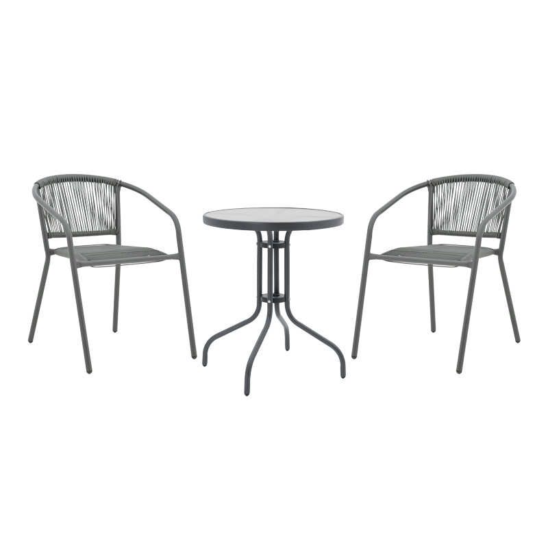 Set tavoline ngrënieje Watson-Lindaria pakoworld prej 3 copash metal antracit-xham Φ60x70cm