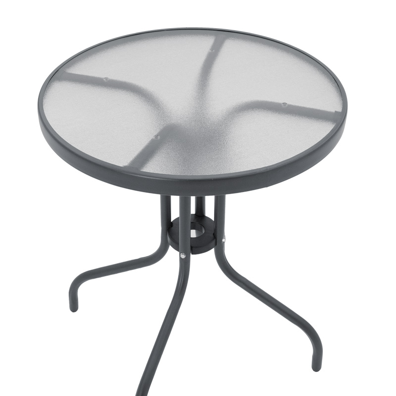Tavolinë ngrënieje Watson-Sussie pakoworld set me 3 copë metal antracit-xham Φ60x70cm