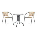 Set tavoline ngrënieje Watson-Lindaria pakoworld prej 3 copash metal antracit-xham Φ60x70cm