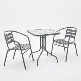 Tavolinë ngrënieje Watson-Tade pakoworld metal antracit-xham 70x70x70cm