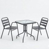 Tavolinë ngrënieje Watson-Sussie pakoworld metal antracit-xham 70x70x70cm