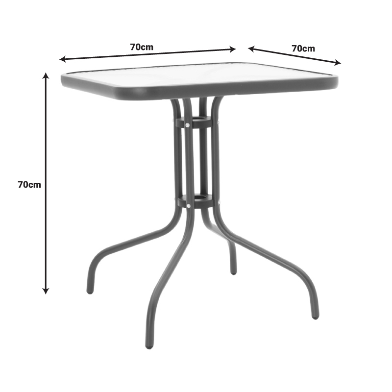 Tavolinë ngrënieje Watson-Sussie pakoworld metal antracit-xham 70x70x70cm