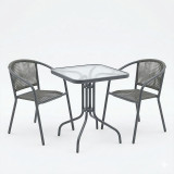 Tavolinë ngrënie Watson-Lindaria pakoworld metal antracit-xham 70x70x70cm