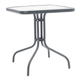 Tavolinë ngrënie Watson-Lindaria pakoworld metal antracit-xham 70x70x70cm
